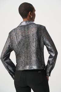 Joseph Ribkoff Foiled Faux Suede Moto Jacket