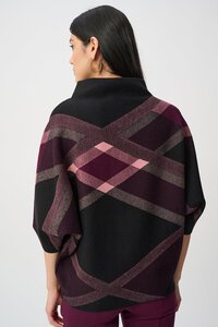 Joseph Ribkoff Brushed Viscose & Nylon Plaid Funnel Neck Sweater