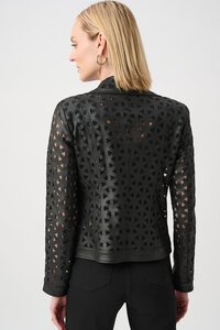 Joseph Ribkoff Foiled Faux Suede & Mesh Moto Jacket