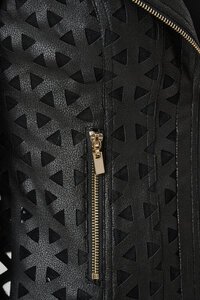 Joseph Ribkoff Foiled Faux Suede & Mesh Moto Jacket