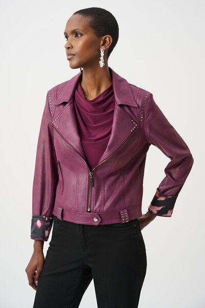 Joseph Ribkoff Foiled Faux Suede Fitted Jacket-shop-by-label-Hello Cyril.