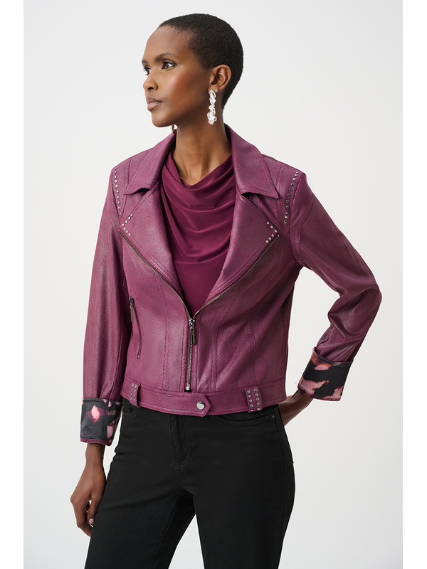 Joseph Ribkoff Foiled Faux Suede Fitted Jacket