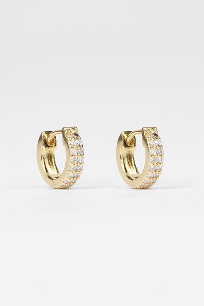 Stella + Gemma Huggie With Clear Crystals  -shop-by-label-Hello Cyril.