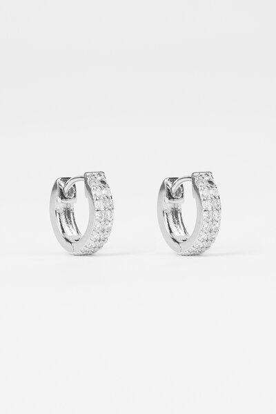 Stella + Gemma Huggie With Clear Crystals  -shop-by-label-Hello Cyril.