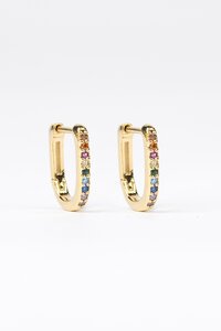 Stella + Gemma Square Hoop Rainbow Crystals 