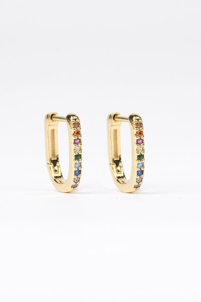 Stella + Gemma Square Hoop Rainbow Crystals -shop-by-label-Hello Cyril.