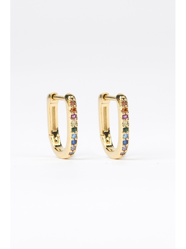 Stella + Gemma Square Hoop Rainbow Crystals 