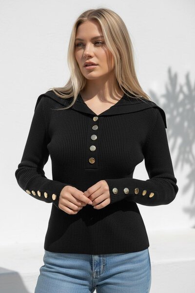 Miracle Rib Collared Polo Knit -hc-new-Hello Cyril.