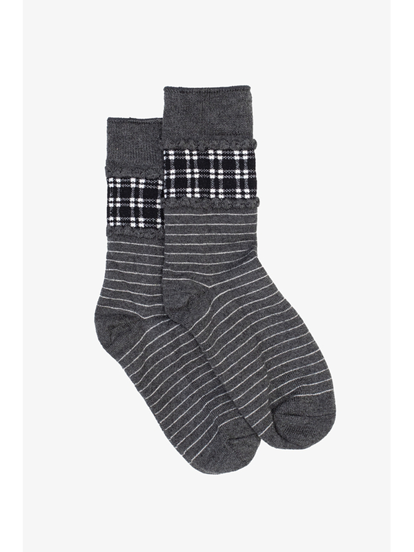 Antler Slate Stripe & Check Sock