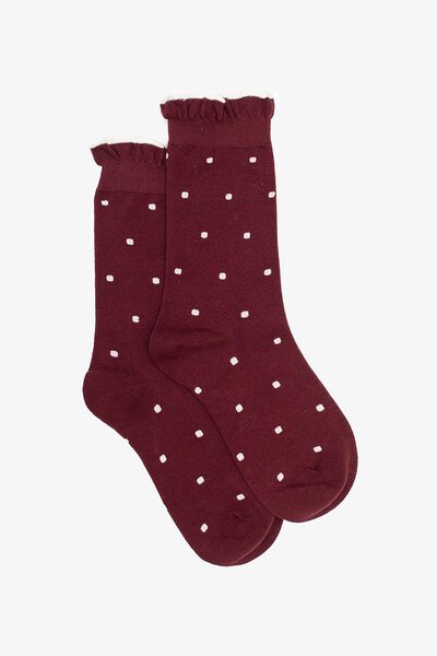 Antler Merlot Ruffle Spot Sock-hc-new-Hello Cyril.