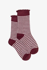 Antler Merlot Ruffle Gingham Sock