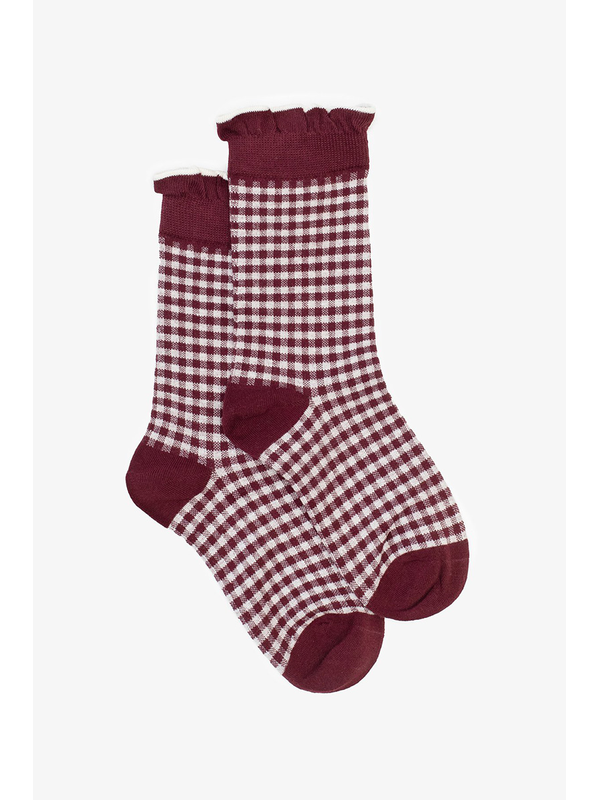 Antler Merlot Ruffle Gingham Sock