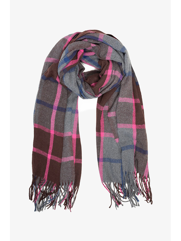 Antler Chocolate Plaid Scarf