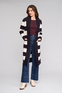 Vassalli Longline Stripe Cardi With Pockets