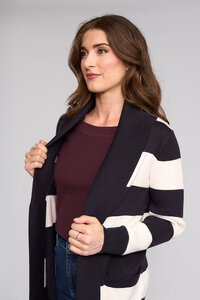 Vassalli Longline Stripe Cardi With Pockets