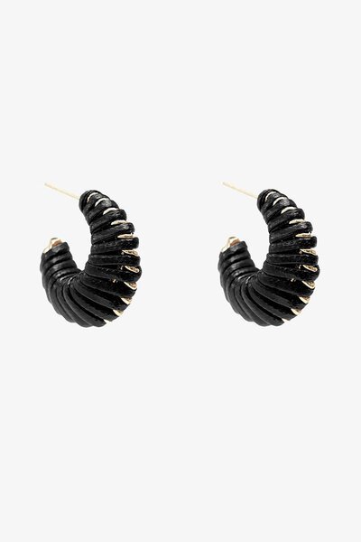 Antler Black Woven Hoop Earring-hc-new-Hello Cyril.