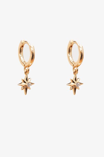 Antler Petite Star Huggie Earrings-hc-new-Hello Cyril.