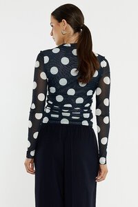 Sass Pammie Seamed Mesh Spot Top
