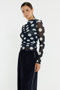 Sass Pammie Seamed Mesh Spot Top