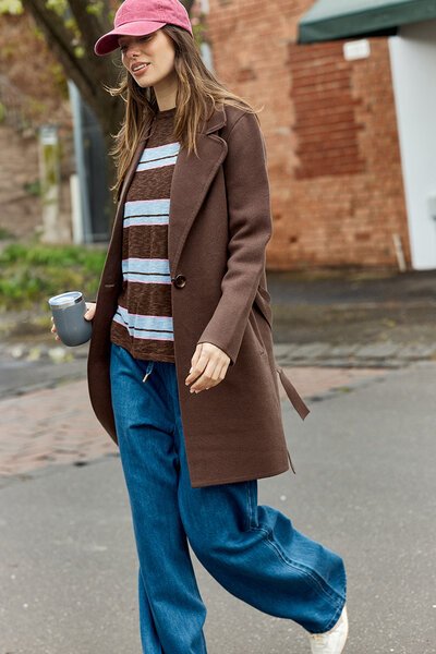 Betty Basics Tahlia Coatigan-choc/navy-combo-Hello Cyril.