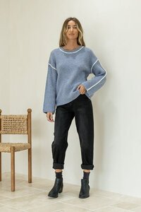 Miss Marlow Blanket Stitch Trim Ribbed Knit