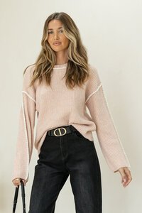 Miss Marlow Blanket Stitch Trim Ribbed Knit