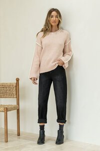 Miss Marlow Blanket Stitch Trim Ribbed Knit