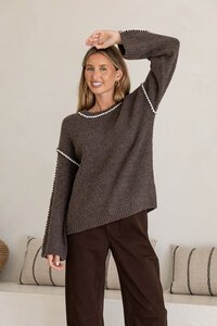 Miss Marlow Blanket Stitch Trim Ribbed Knit