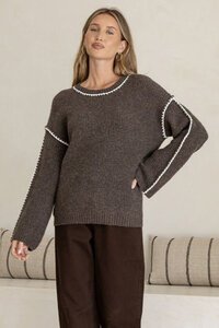 Miss Marlow Blanket Stitch Trim Ribbed Knit
