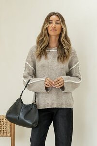 Miss Marlow Blanket Stitch Trim Ribbed Knit