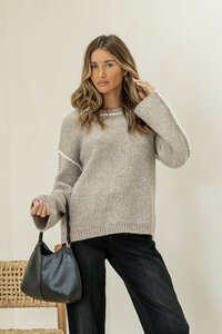 Miss Marlow Blanket Stitch Trim Ribbed Knit