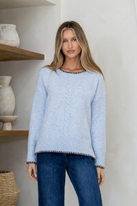 Miss Marlow Contrast Cabled Blanket Stitch Knit 