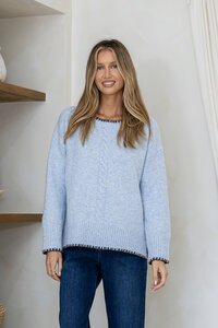 Miss Marlow Contrast Cabled Blanket Stitch Knit 