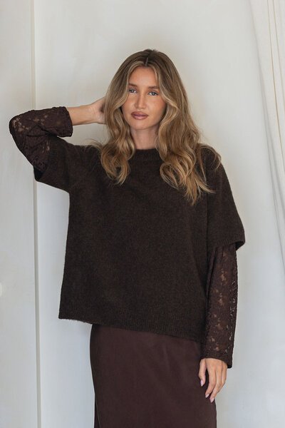 Miss Marlow Lace Sleeve Layer Knit-hc-new-Hello Cyril.