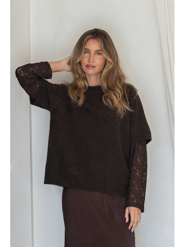 Miss Marlow Lace Sleeve Layer Knit