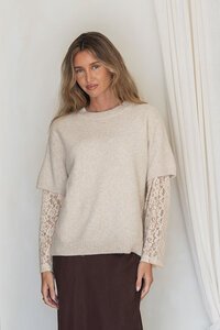 Miss Marlow Lace Sleeve Layer Knit