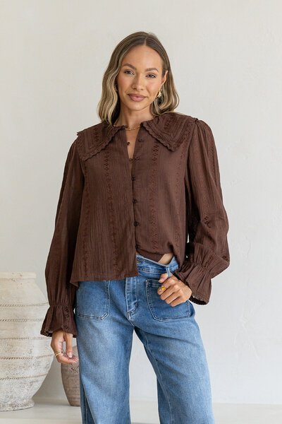 White Poetry Silk Blend Lace Trim Collar Top-hc-new-Hello Cyril.