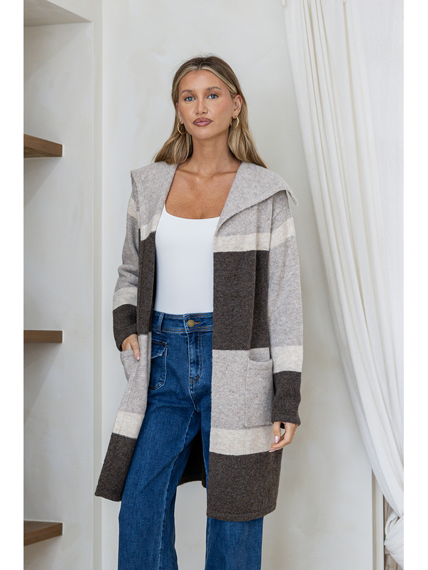 Miss Marlow Geneva Pocket Colour Block Coatigan