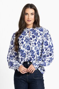 Leila + Luca Blue Floral Movement Blouse 