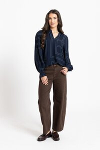 Leila + Luca Navy Geo Movement Blouse