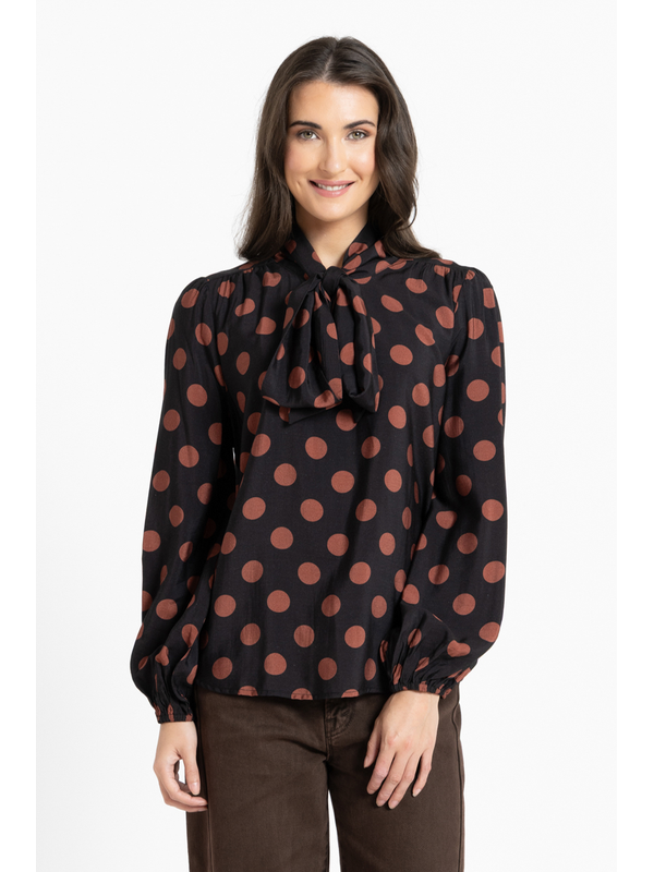 Leila + Luca Cocoa Dot Prowl Top
