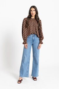Seeking Lola Pink Polka Harper Top