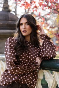 Seeking Lola Pink Polka Harper Top