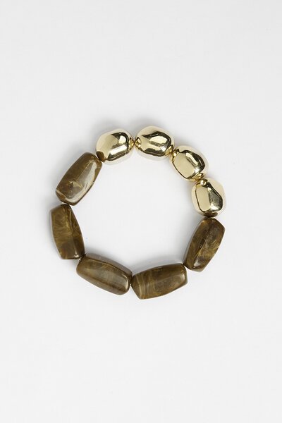 Stella + Gemma Bracelet Tigers Eye Brown and Gold Beads-accessories-Hello Cyril.
