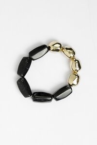Stella + Gemma Bracelet Black Agate And Gold Beads