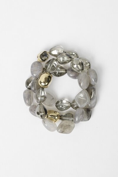Stella + Gemma Bracelet Grey And Gold Chunky Beads Set 3-accessories-Hello Cyril.