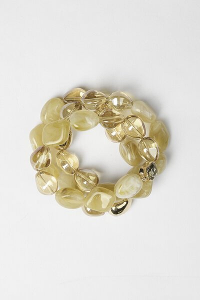 Stella + Gemma Bracelet Smokey Amber And Gold Chunky Beads Set 3-accessories-Hello Cyril.