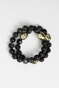 Stella + Gemma Bracelet Black Agate And Gold Bead Set 2