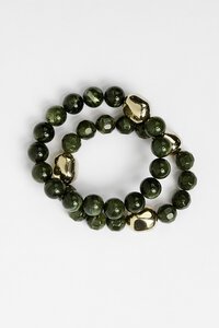 Stella + Gemma Bracelet Green Agate And Gold Bead Set 2