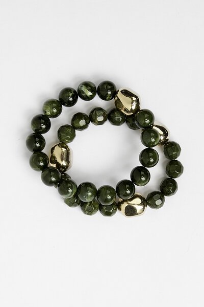 Stella + Gemma Bracelet Green Agate And Gold Bead Set 2-accessories-Hello Cyril.